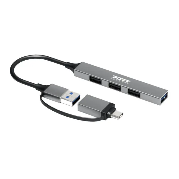 Port Connect USB Type-C to 4-port USB-A 3.0/2.0 Hub