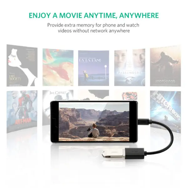 UGREEN Type-C to USB-A Adapter (Male to Female, 15cm)– Black