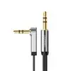 UGREEN AV119 Right-angled 3.5mm Flat Aux Cable 2m - Black/Silver