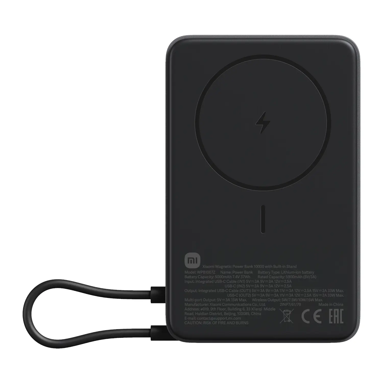 Xiaomi Magnetic Power Bank 10000mAh with Built-in Stand - Dark Grey