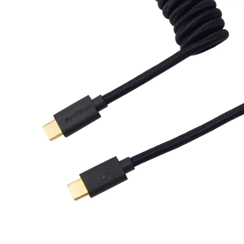 CAB-B wr 01 Keychron Coiled Aviator Cable - Black/Straight