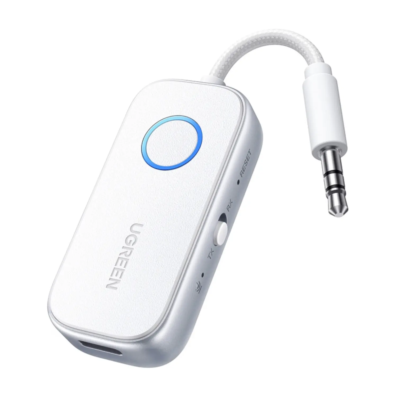CM872-45812 UGreen-3.5mm-Bluetooth-5.4-Audio-Receiver-Transmitter-White wr 01a UGREEN 3.5mm Bluetooth 5.4 Audio Receiver/Transmitter - White