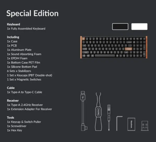 Keychron K4 HE 96% Magnetic Switch Hot-Swap RGB Wireless Keyboard – White (Wood + Aluminium)