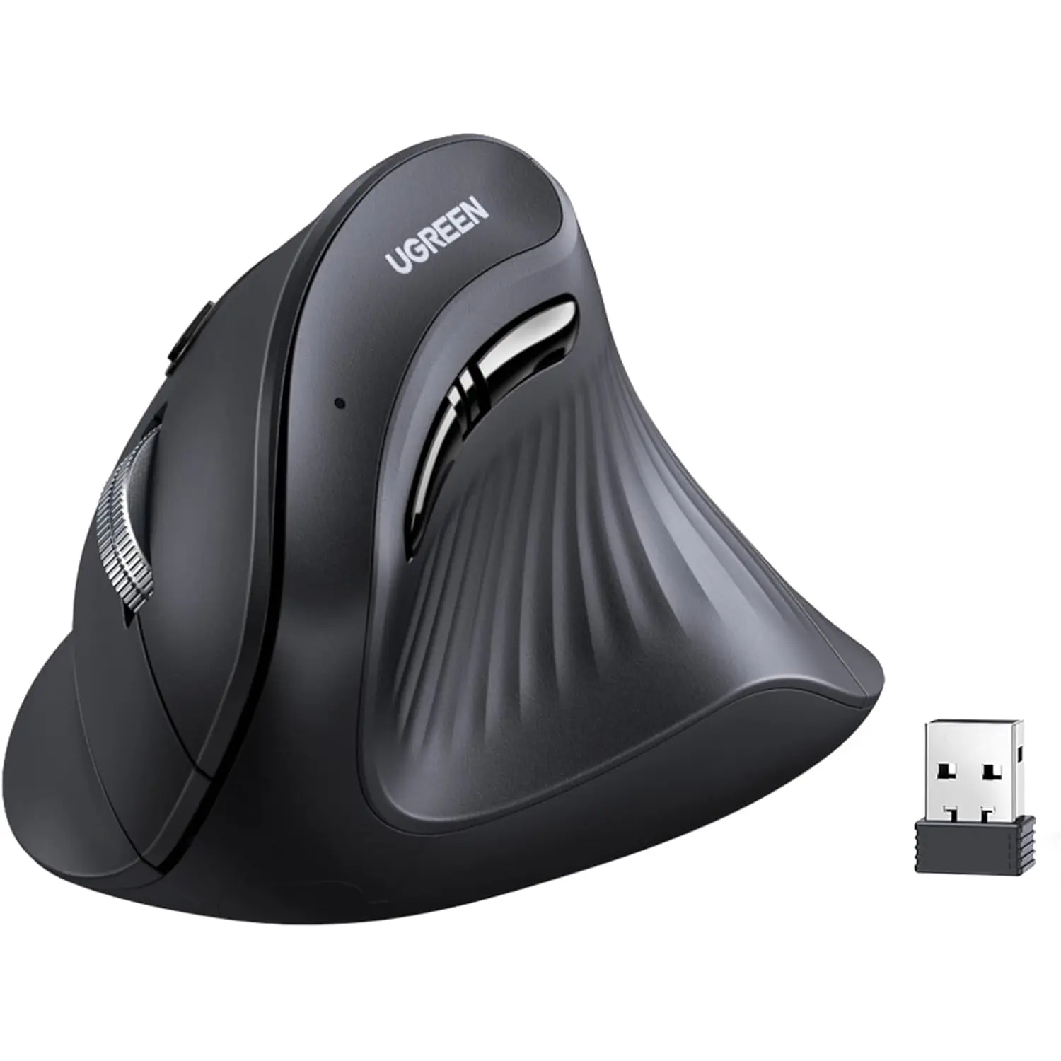 MU008-25444 Ugreen-Multi-Mode-Vertical-Mouse UGREEN Multi-Mode Vertical Mouse Bluetooth and 2.4G Wireless–Black
