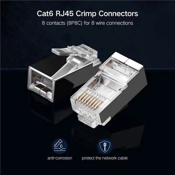 UGREEN NW111 RJ45 Cat6 Ethernet Network Head 100 Pack - Silver/Transparent