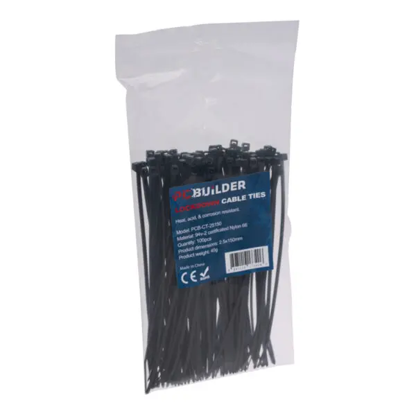 PCBuilder LOCKDOWN 150mm Cable Ties (100 pcs) - Black