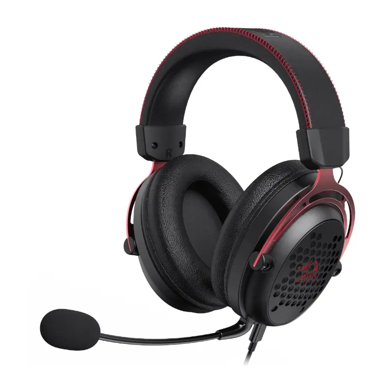 RD-H386 wr 01a REDRAGON Over-Ear DIOMEDES Honeycomb 3.5mm AUX Gaming Headset - Black