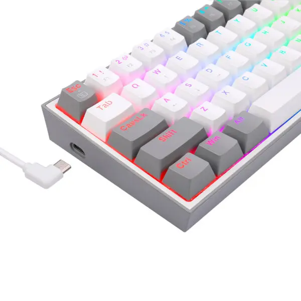 Redragon K617 FIZZ 60% Wired RGB Gaming Keyboard - White/Grey