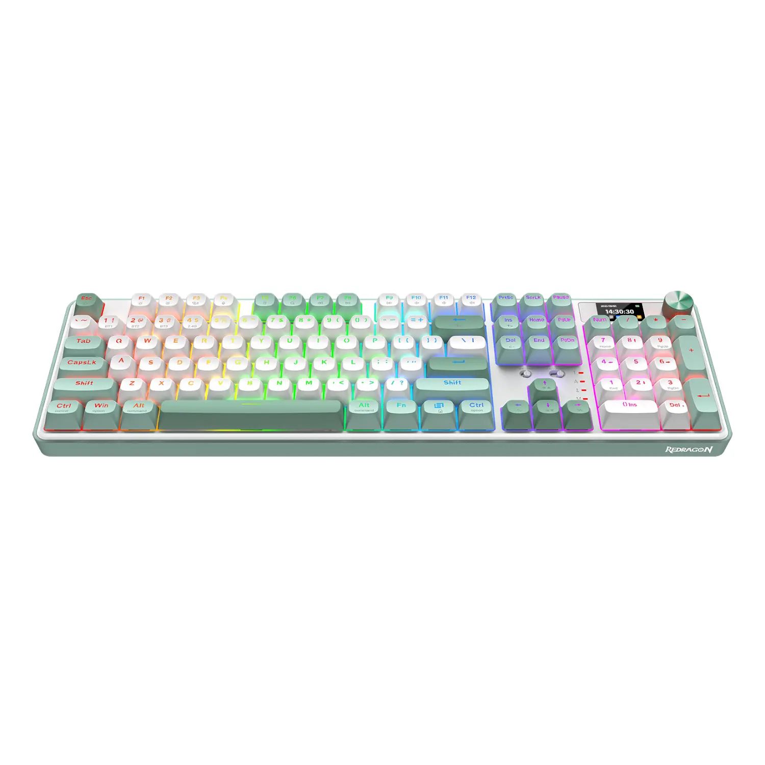 RD-K761WG-RGB-PRO Redragon-WYVERN-K761-Pro-Full-size-RGB-Wireless-Mechanical-Gaming-Keyboard-White-Green wr 01a Redragon WYVERN K761 Pro Full-size RGB Wireless Mechanical Gaming Keyboard - White/Green