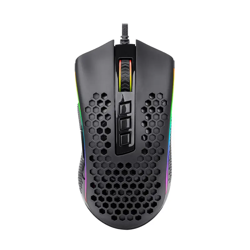 RD-M808-RGB wr 01 REDRAGON STORM 12400DPI 7 Buttons|Ergonomic Design|P3327 Optical Sensor|Lightweight Body|RGB Backlit gaming Mouse - Black