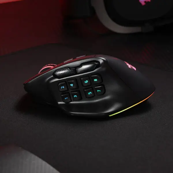 REDRAGON Aatrox Wireless 6200DP RGB MMO Gaming Mouse - Black