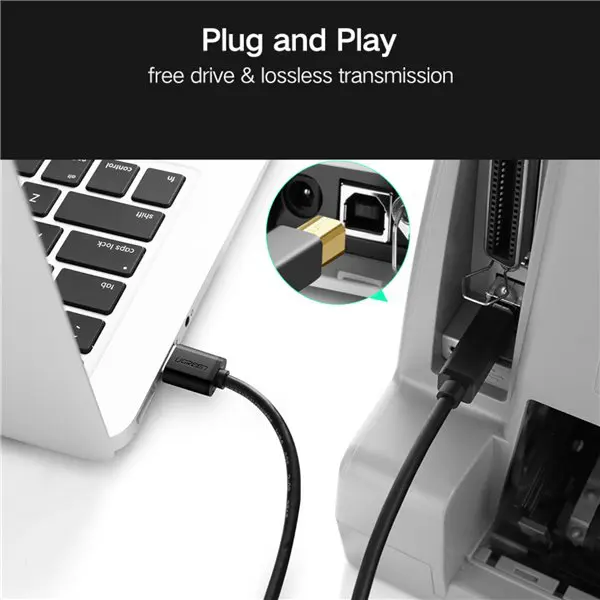 UGREEN US210 USB-A Printer Cable 2M - Black