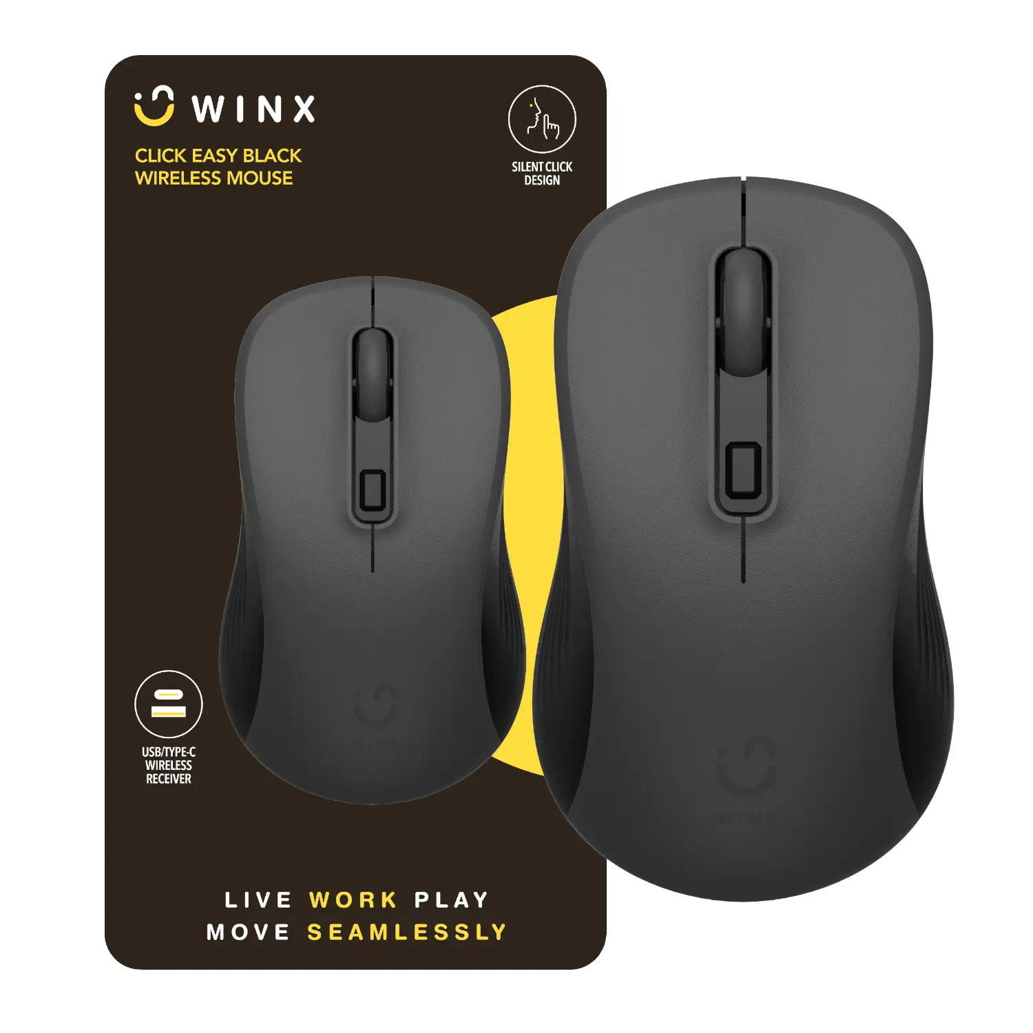 WX-KB108 WINX CLICK Easy 1600DPI Wireless-Mouse Black wr 01a WINX CLICK Easy 1600DPI 2.4GHz Wireless Mouse - Black