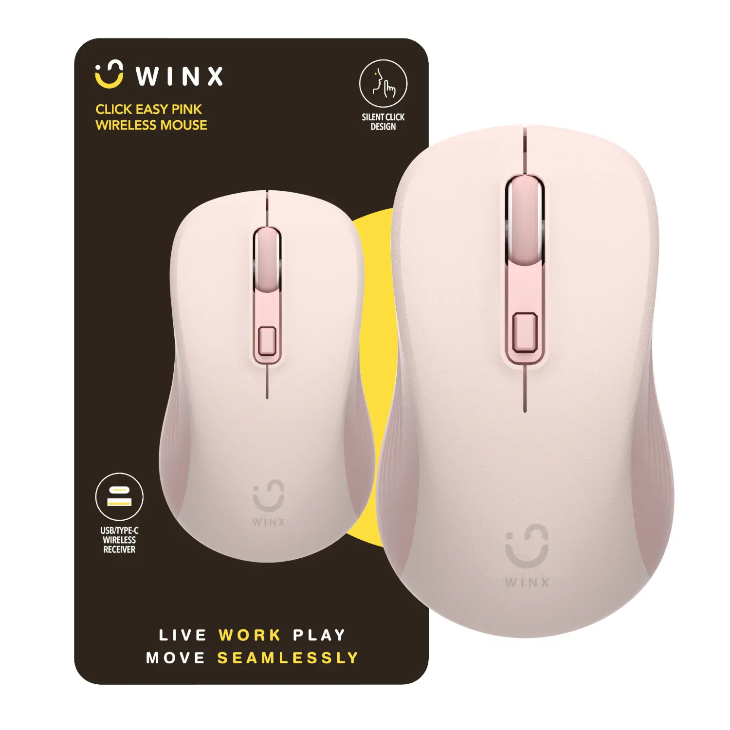 WX-KB110 WINX CLICK Easy 1600DPI Wireless-Mouse Pink wr 01a WINX CLICK Easy 1600DPI 2.4GHz Wireless Mouse - Pink