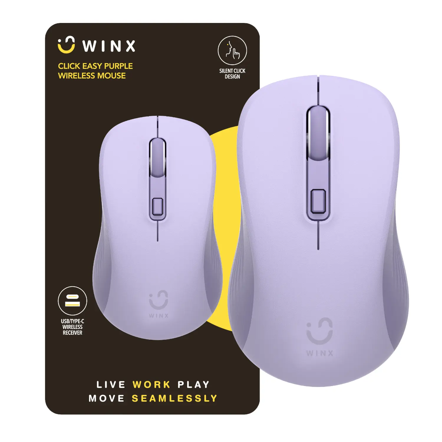 WX-KB111 WINX CLICK Easy 1600DPI Wireless-Mouse Purple wr 01a WINX CLICK Easy 1600DPI 2.4GHz Wireless Mouse - Purple
