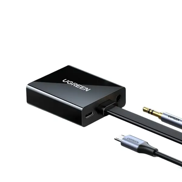 UGREEN HDMI to VGA Adapter, with 3.5mm Audio and Power Port - Black