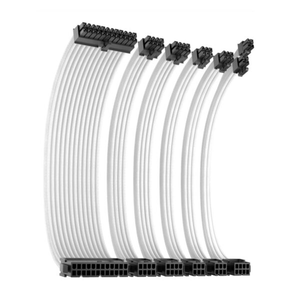 Antec 300mm Sleeved Braided Power Extension Cable Kit – White