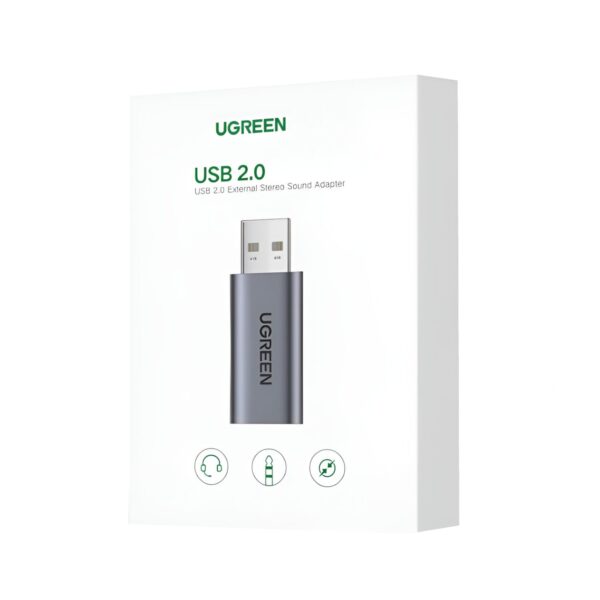 UGREEN CM383-80864 USB-A to 3.5mm Audio Jack External Sound Adapter - Silver