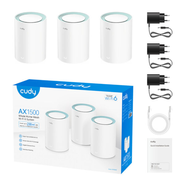 Cudy AX1500 Gigabit Mesh Wi-Fi 6 System – 3 Pack