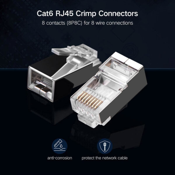 UGREEN NW111 RJ45 Cat6 Ethernet Network Head 100 Pack - Silver/Transparent