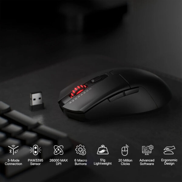 Redragon FYZU M995 PRO Wireless Gaming Mouse - Black