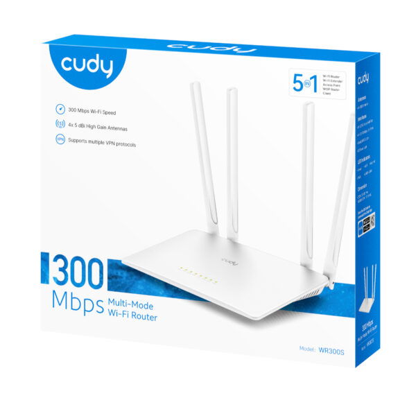 Cudy WR300S 300Mbps 5-Port Wi-Fi 4 Router – White
