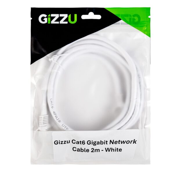 GCPCAT6020-WH wr 04a Gizzu Cat6 UTP Fly Lead Ethernet Network Cable 2m – White