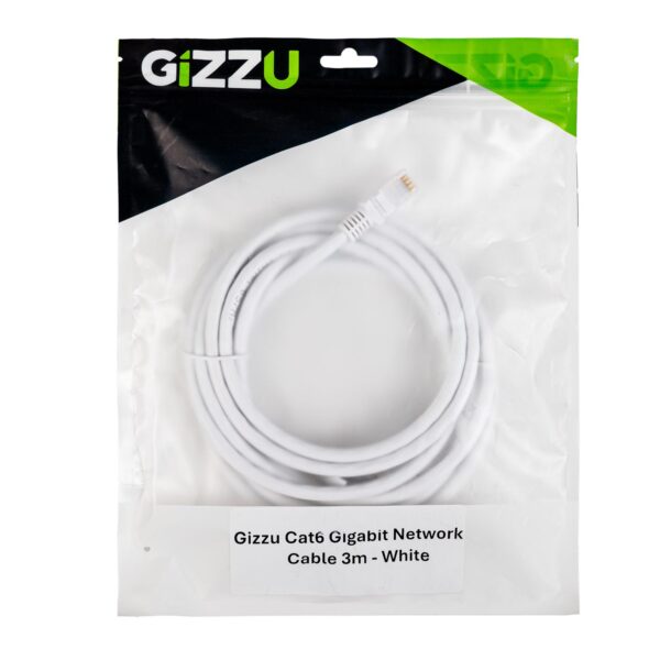 GCPCAT6030-WH wr 04a Gizzu Cat6 UTP Fly Lead Ethernet Network Cable 3m – White