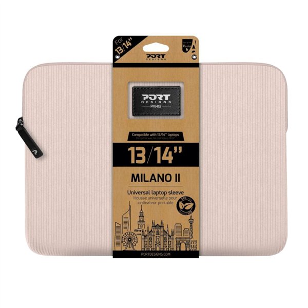 140724 Port-Designs-Milano-II-Eco-13-14-inch-Universal-Laptop-Sleeve-Plush-Pink wr 01a Port Designs Milano II Eco 13/14" Universal Laptop Sleeve - Plush Pink