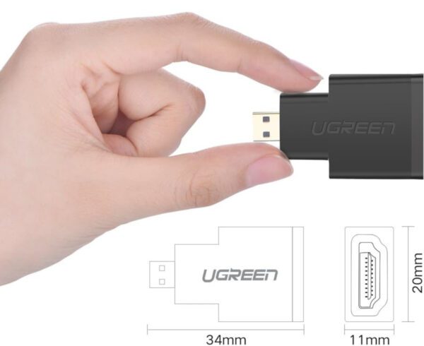 20106-20106- UGreen-Micro-HDMI-Male-to-HDMI-Female-Adapter 01 UGREEN Micro HDMI Male to HDMI Female Adapter – Black