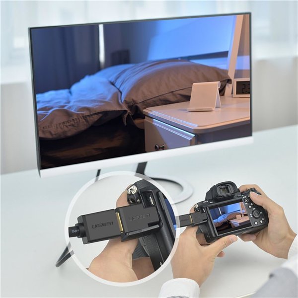20106-20106- UGreen-Micro-HDMI-Male-to-HDMI-Female-Adapter 02 UGREEN Micro HDMI Male to HDMI Female Adapter – Black