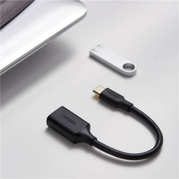6957303837014 US154-30701 ls UGREEN Type-C to USB-A Adapter (Male to Female, 15cm)– Black