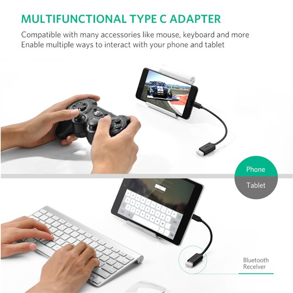 6957303837014 US154-30701 ls 02 UGREEN Type-C to USB-A Adapter (Male to Female, 15cm)– Black