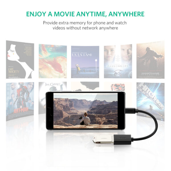 6957303837014 US154-30701 ls 03 UGREEN Type-C to USB-A Adapter (Male to Female, 15cm)– Black