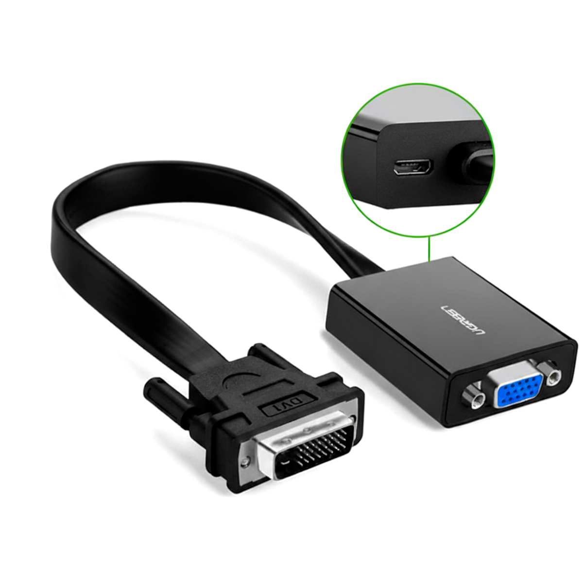 6957303842599 MM108-40259 05 UGREEN DVI-D 24+1 to VGA Active Video Adapter (Male to Female) – Black