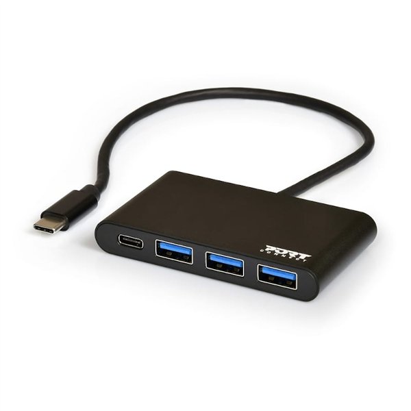 900122-DE wr 01 Port USB Type-C to 3 x USB3.0 and 1 x Type-C PD 30cm 4 Port Hub - Black