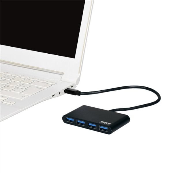 900123 wr 05a Port USB Type-C to 4 x USB3.0 5Gbps 30cm 4 Port Hub - Black