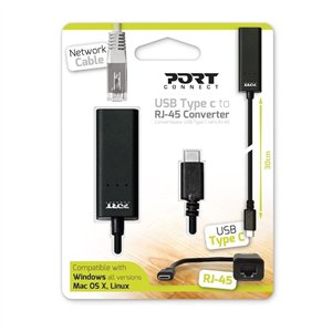 Port USB Type-C to RJ45 5Gbps 30cm Adapter - Black