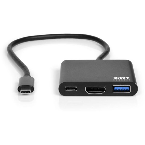 900140 wr 03 Port USB Type-C to 1 x HDMI|1 x USB3.0|1 x Type-C 60W PD Dock - Black