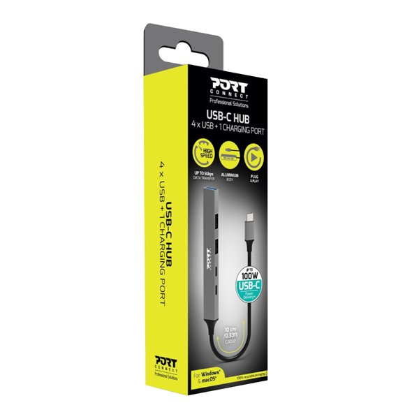 900163 Port-USB-Type-C-Hub-4-x-USB-1-x-Charging-Port wr 04a Port USB Type-C Hub 4 x USB + 1 x Charging Port