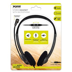 901603 wr 01 Port Stereo Headset with Mic with 1.2m Cable|1 x 3.5mm|Volume Controller - Black