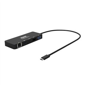 Port USB Type-C to 1 x RJ45|1 x USB3.0 SS|1 x Type-C 85W PD|1 x HDMI2.0|1 x VGA 30cm Cable Dock - Black