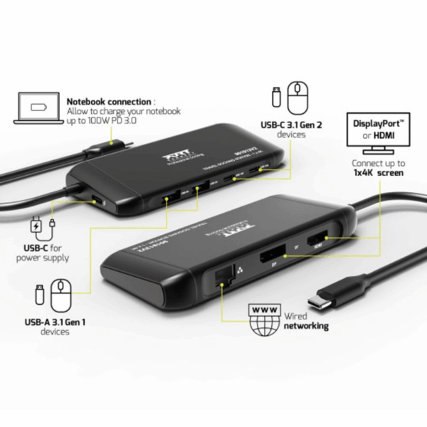 PORT Mobile docking station 1 X 4K USB-C 7 devices 100W