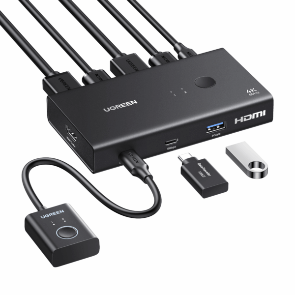 AK502-75246 UGREEN HDMI 20 KVM Switch 2 In 1 Out wr 03 UGreen HDMI 2.0 KVM Switch 2-In-1 Out