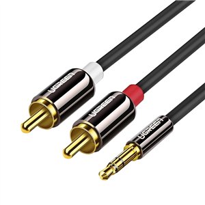 AV116-10749 UGreen-UV116-RCA-to-AUX-3.5mm-Audio-Cable-Black wr 01 UGREEN AV116 RCA to AUX 3.5mm Audio Cable 1M - Black