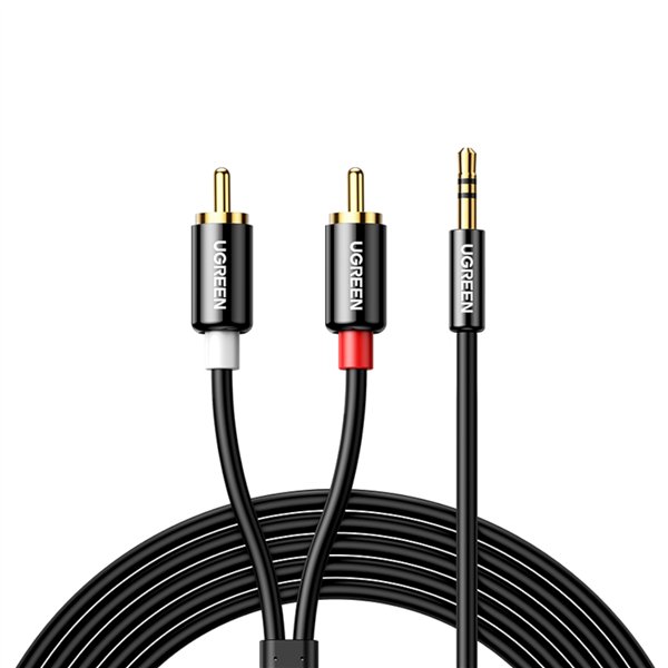 AV116-10749 UGreen-UV116-RCA-to-AUX-3.5mm-Audio-Cable-Black wr 02 UGREEN AV116 RCA to AUX 3.5mm Audio Cable 1M - Black