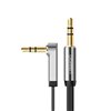 AV119-10599 UGREEN-AV119-Right-angled-3.5mm-Flat-Aux-Cable-2m wr 02a UGREEN AV119 Right-angled 3.5mm Flat Aux Cable 2m - Black/Silver
