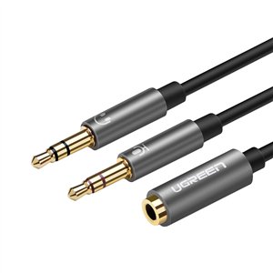 AV140-20899 UGreen-UV140-AUX-3.5mm-Audio-Splitter-Cable-Black-Grey wr 01 UGREEN UV140 AUX 3.5mm Audio Splitter Cable - Black/Grey
