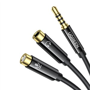 AV141-30620 UGreen-AV141-3.5mm-Headset-Splitter-Cable-1x-Male-to-2x-Female-20cm-Black wr 01 UGREEN AV141 3.5mm Headset Splitter Cable (1x Male to 2x Female) 20cm - Black