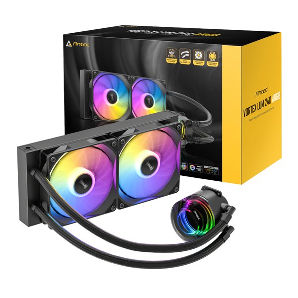 Antec VORTEX-LUM-240-ARGB wr 01a Antec VORTEX LUM 240 ARGB AIO CPU Liquid Cooler – Black